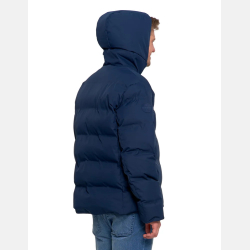 GRANATOWA męska kurtka puchowa boxy z kapturem ZIMOWA  MORAJ